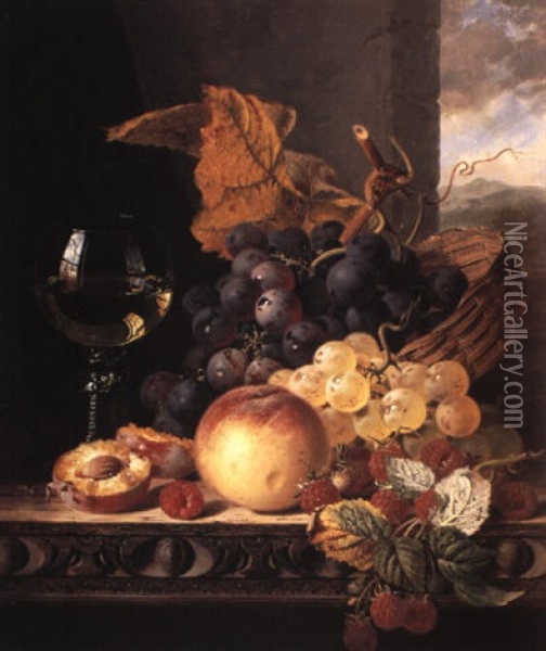 Still Life With Fruit And A Goblet Oil Painting - Edward Ladell
