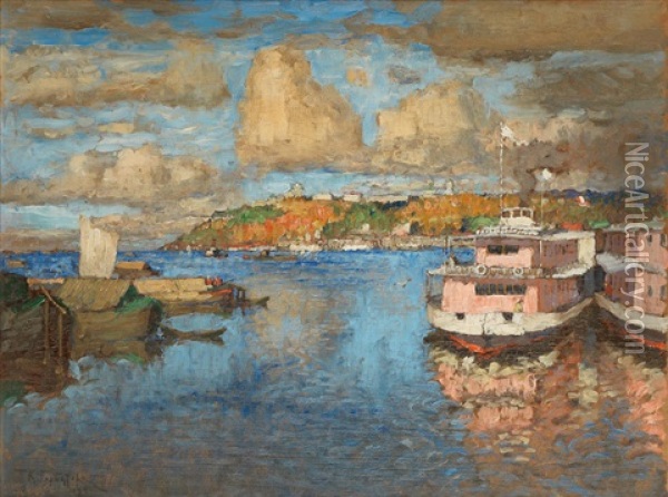A View Of Nizhny Novgorod Oil Painting - Konstantin Ivanovich Gorbatov
