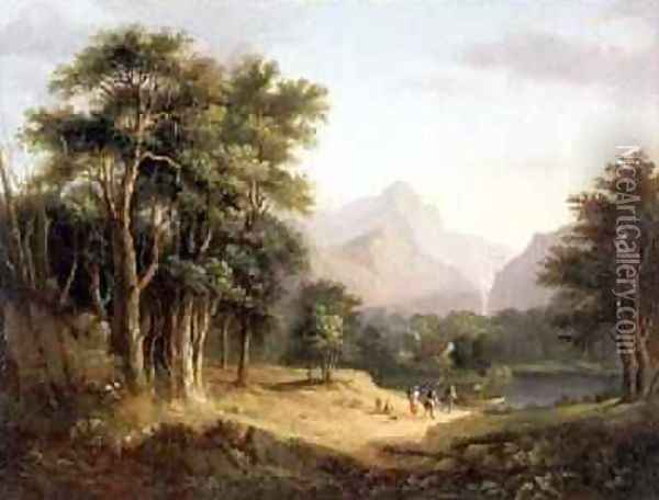 Highland Landscape with Figures Oil Painting - Alexander Nasmyth