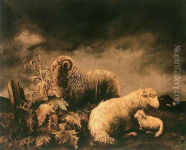 Sheeps Oil Painting - Bela Pallik