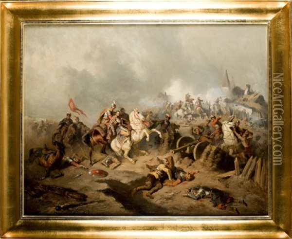 Scene From The Battlefield Oil Painting - Henryk Pillati