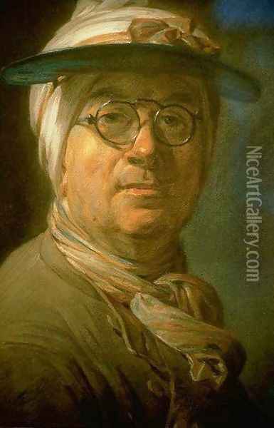 Self-Portrait with Eyeshade 1775 Oil Painting - Jean-Baptiste-Simeon Chardin