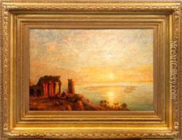 Agyptische Tempelruine Von Kom Ombo Im Licht Der Untergehenden Sonne Oil Painting - Ernst Carl Eugen Koerner