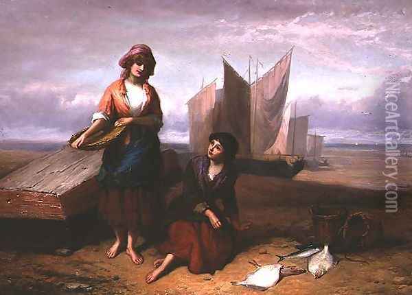 Fish For Sale Oil Painting - Frederick Gerald Kinnaird
