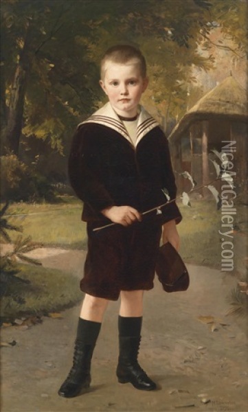 Junge Im Matrosenanzug Oil Painting - Heinrich Lauenstein