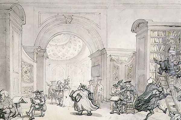No.0613 The West Room and the Dome Room of Old University Library, Cambridge, 1800 Oil Painting - Thomas Rowlandson