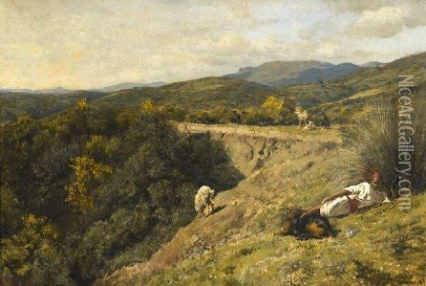 Jeune Berger Marocain A Tetuan Oil Painting - Edwin Lord Weeks