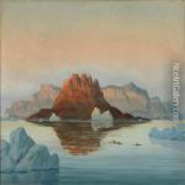 Winter Landscape From Umanak, Greenland Oil Painting - Emanuel A. Petersen