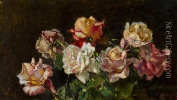 Rose Oil Painting - Cesare Calchi Novati