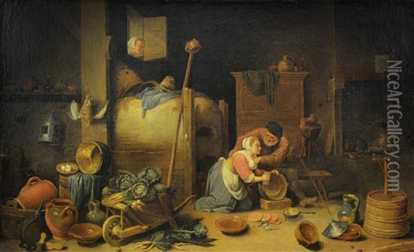 Les Plaisirs De La Cuisine Oil Painting - David Ryckaert III