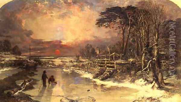 Winter Scene on the Thames 1846 Oil Painting - Charles Branwhite