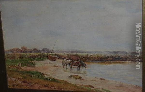 Near Poole, Dorset Oil Painting - Claude Hayes