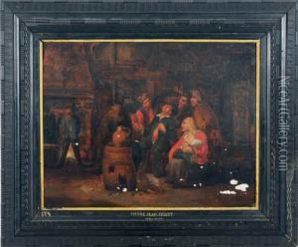 Drinking In A Tavern Oil Painting - Pieter Jansz. Quast