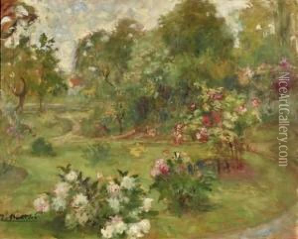 Le Jardin Devant Sa Maison Oil Painting - Jacques Martin