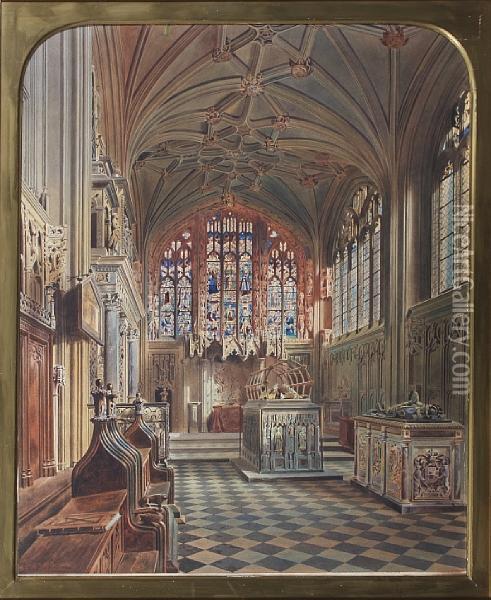 The Beauchamp Chapel, Warwick Oil Painting - Thomas Hartley Cromek