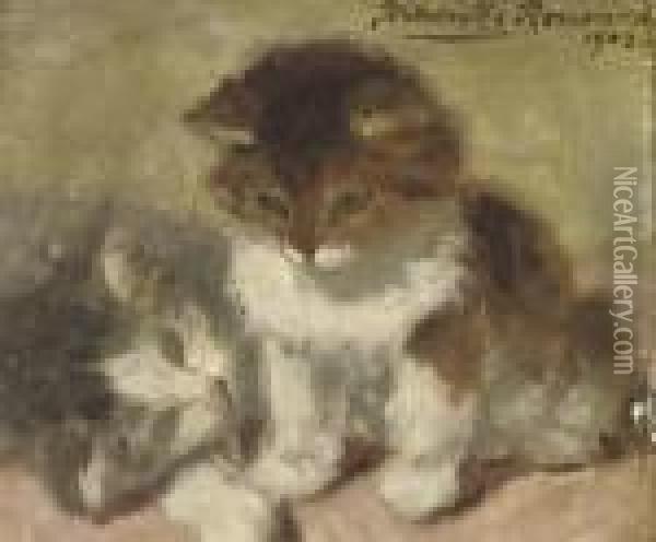 Ginger And Grey Oil Painting - Henriette Ronner-Knip