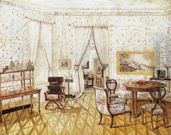 Kastelyszoba (castle Room) Oil Painting - Janos Boros Nepomuk