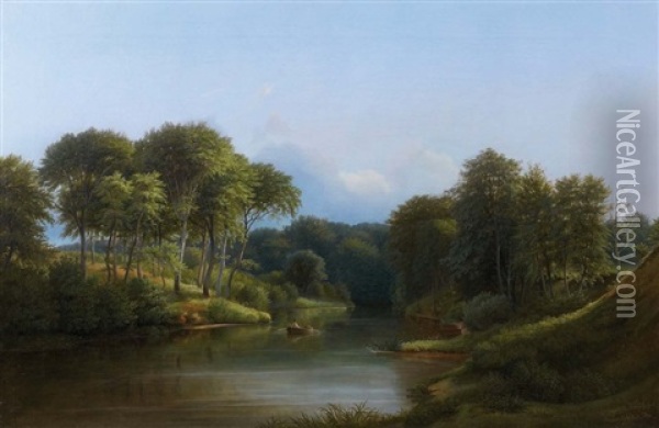 Lac En Foret Oil Painting - Ferdinand Richardt