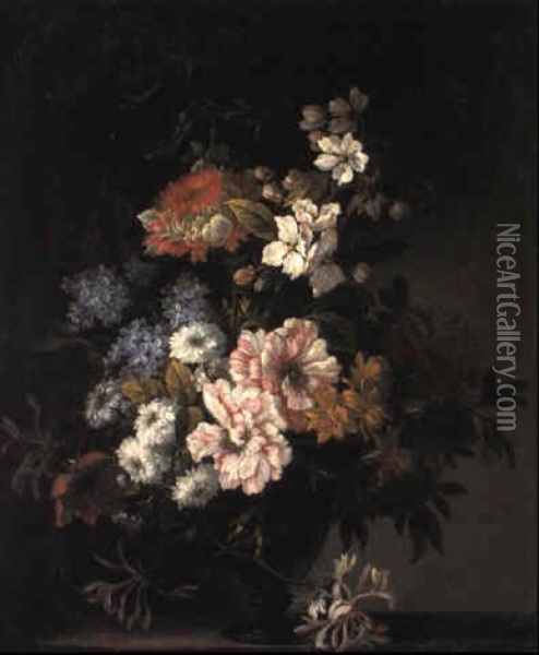 Still Lifes Of Flowers In Vases Oil Painting - Jean-Baptiste Monnoyer