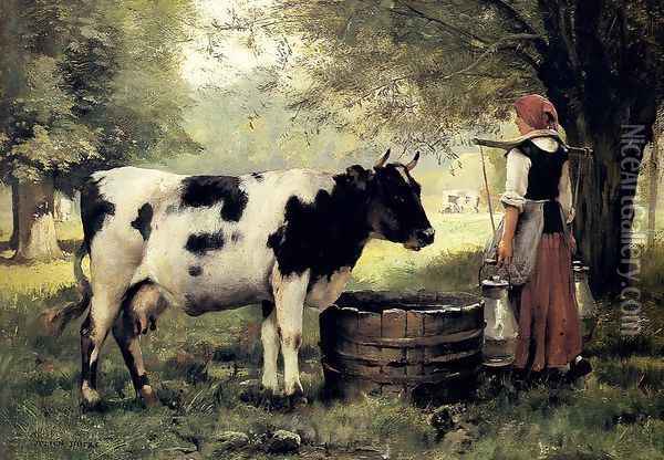 The Milkmaid Oil Painting - Julien Dupre