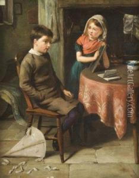 The Lesson Oil Painting - John Wells Smith