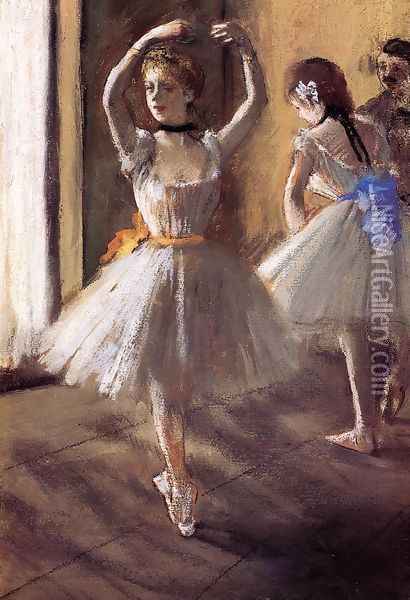 Two Dancers in the Studio I Oil Painting - Edgar Degas