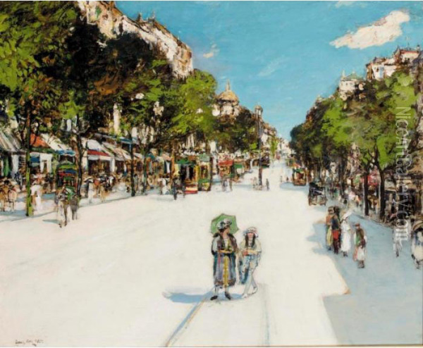 Boulevard Des Italiens, Paris Oil Painting - James Kay