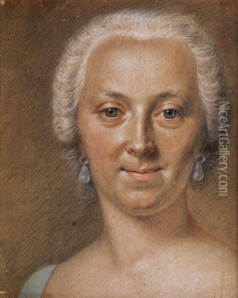 Portrait Einer Dame Mit Weiss Gepudertem Haar Oil Painting - Maurice Quentin de La Tour