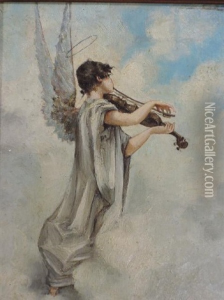 Ange Musicien Oil Painting - Edouard Henri Theophile Pingret