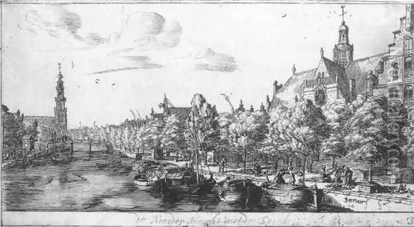 The Prinsengracht and the Noorderkerk at Amsterdam Oil Painting - Reiner Nooms (Zeeman)
