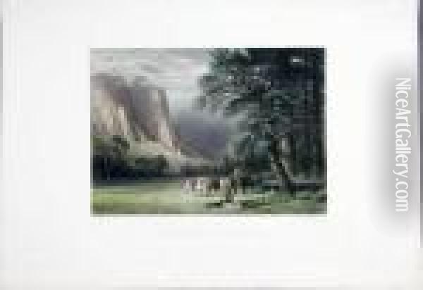 Title: The Halt In A Valley Oil Painting - Albert Bierstadt