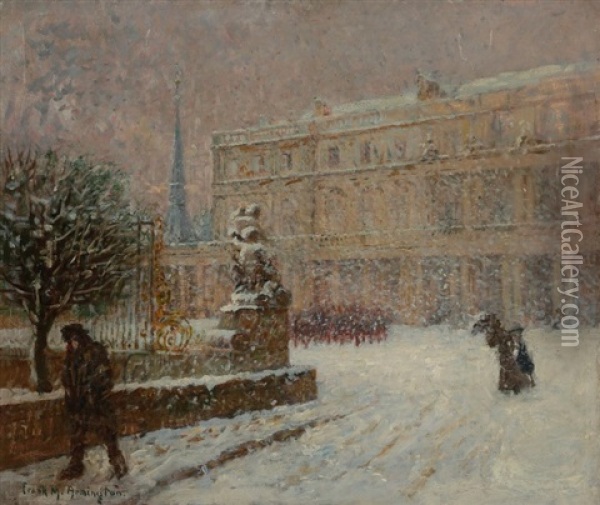 Palais De Stockholm Sous La Neige Oil Painting - Frank Milton Armington