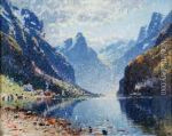 Widok Fiordu Oil Painting - Adelsteen Normann