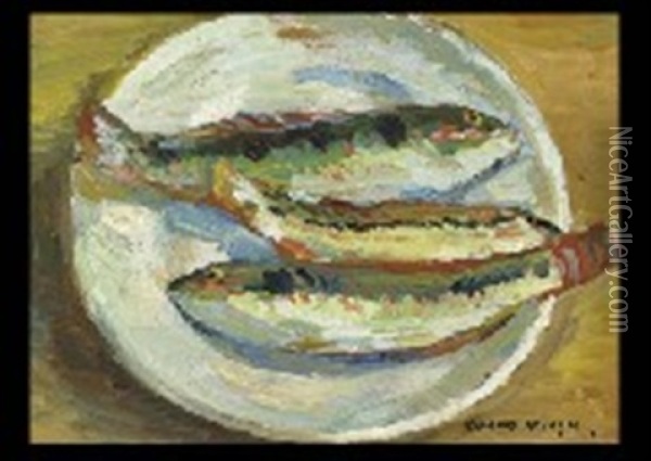 Fish Oil Painting - Kunzo Minami