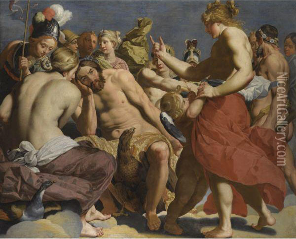 Jupiter Rebuked By Venus On Mount Olympus Oil Painting - Abraham Archibald Anderson