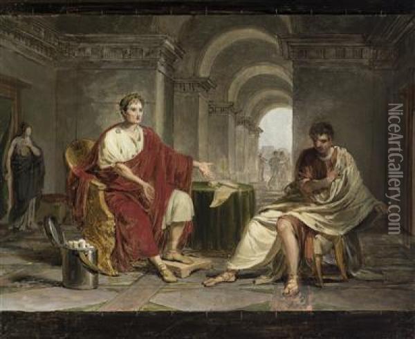 Augustus And Cornelius Cinna Magnus Oil Painting - Louis Andre G. Bouchet