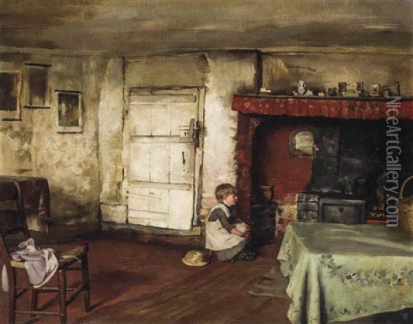 The Warmth Of The Fire Oil Painting - Thomas Benjamin Kennington