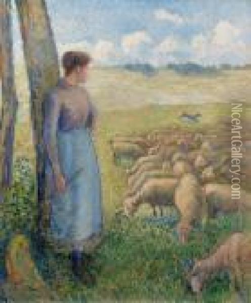 Bergere Et Moutons Oil Painting - Camille Pissarro