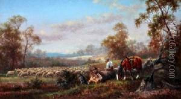 Resting The Flock Oil Painting - James Alfred Turner