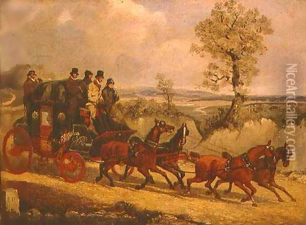 The Dover Coach going Downhill Oil Painting - Henry Thomas Alken