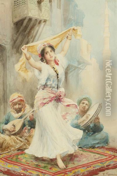 An Oriental Dancer Oil Painting - Fabbio Fabbi