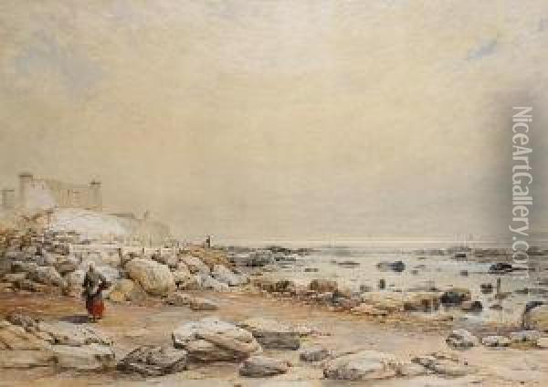 Coastal Scene, Lynemouth, Northumberland Oil Painting - Thomas Miles Richardson