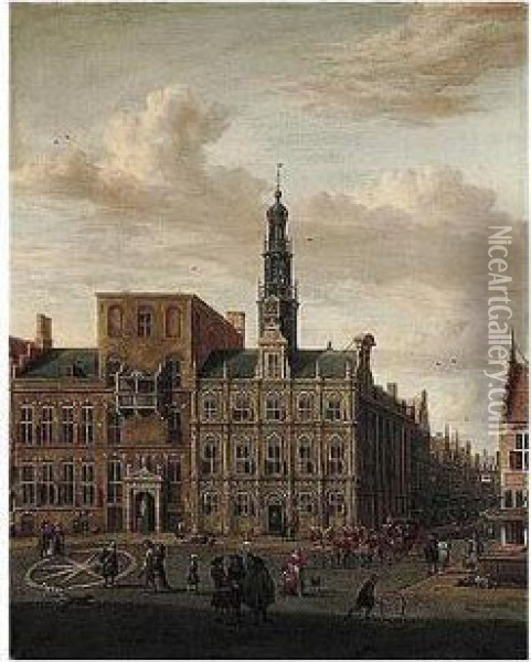 A Capriccio View Of A Dutch Town Oil Painting - Abraham Storck