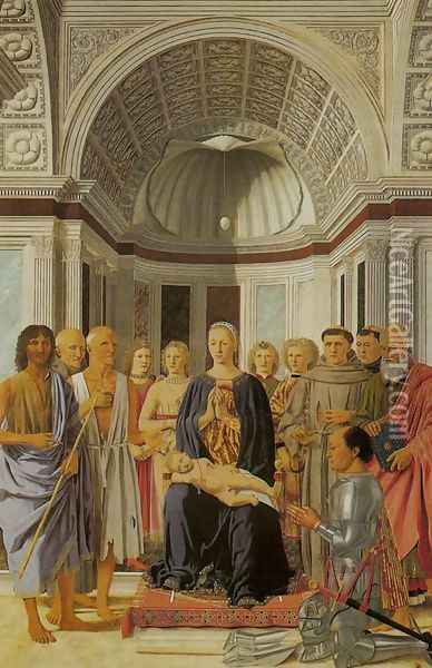 Montefeltro Altarpiece (Pala Montefeltro) Oil Painting - Piero della Francesca