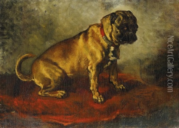 Hundeportrat Oil Painting - Joseph (Edouard J.) Stevens