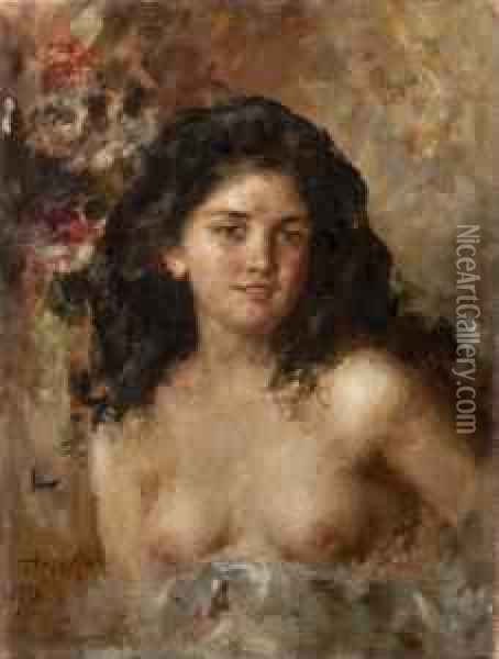 Ritratto Femminile - 1920 Oil Painting - Rinaldo Agazzi