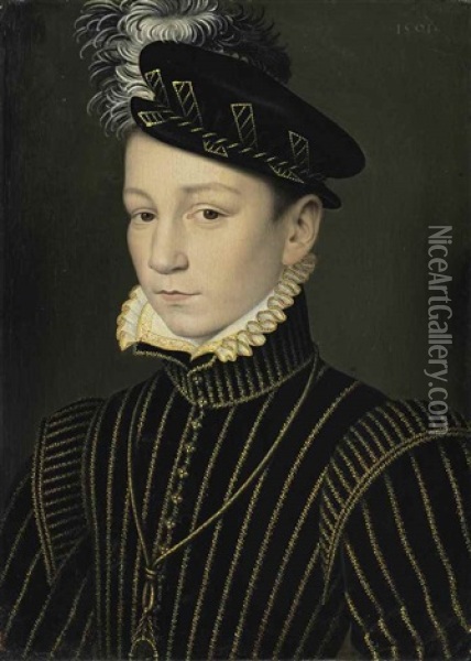 Portrait Of King Charles Ix Of France (1550-1574) Oil Painting - Francois Clouet