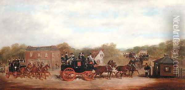 A Four in Hand Race at the Five Bells Tavern New Cross Oil Painting - Herbert Jones