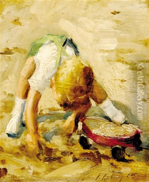 The Red Wagon Oil Painting - Johann (Hans) Konig