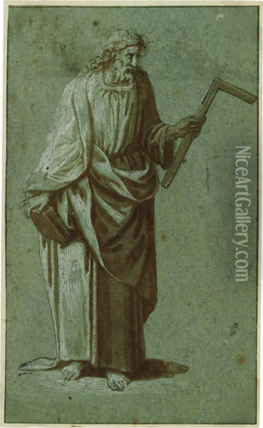 Der Apostel Thomas In Ganzer Figur Oil Painting - Domenico Riccio Brusasorzi